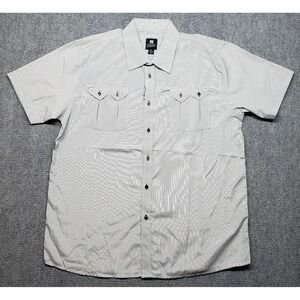 VTG PJ Mark Shirt Mens 2XL Black White Striped Short Sleeve Button Up Y2K New